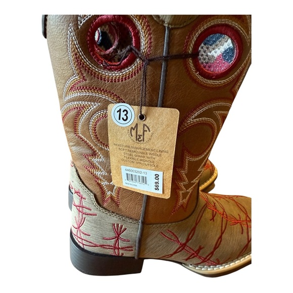 Twister Western Boots Boys Ryder Square Toe Stitching Brown 446003202 Sz 13 - Picture 8 of 8
